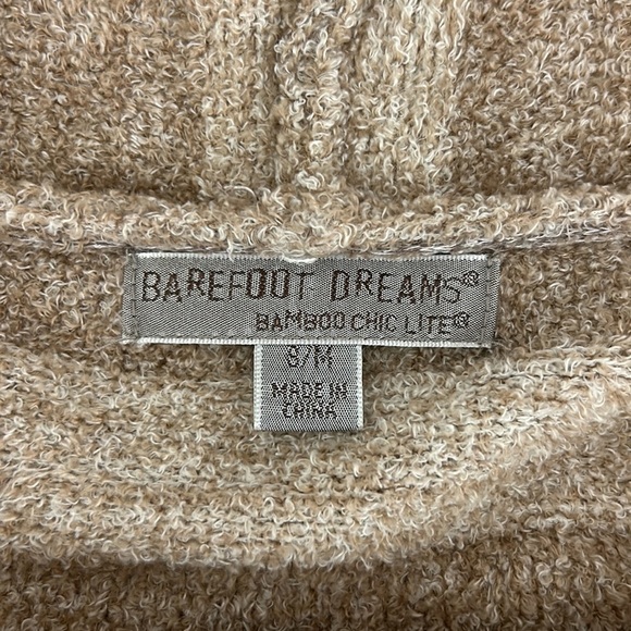 BAREFOOT Dreams Cozychic Lite Calypso Wrap Drape Front Cardigan Tan Striped - Picture 8 of 9